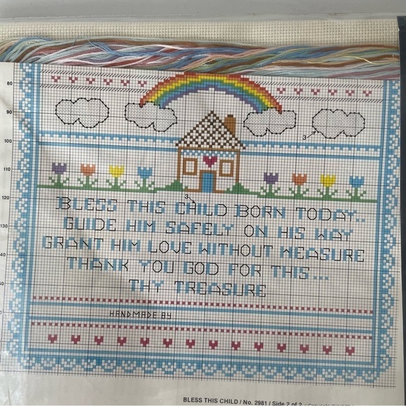 Sunset Counted Cross Stitch- Bless This Child - For 11x14 Frame- New- Kit #2981 - Picture 6 of 6